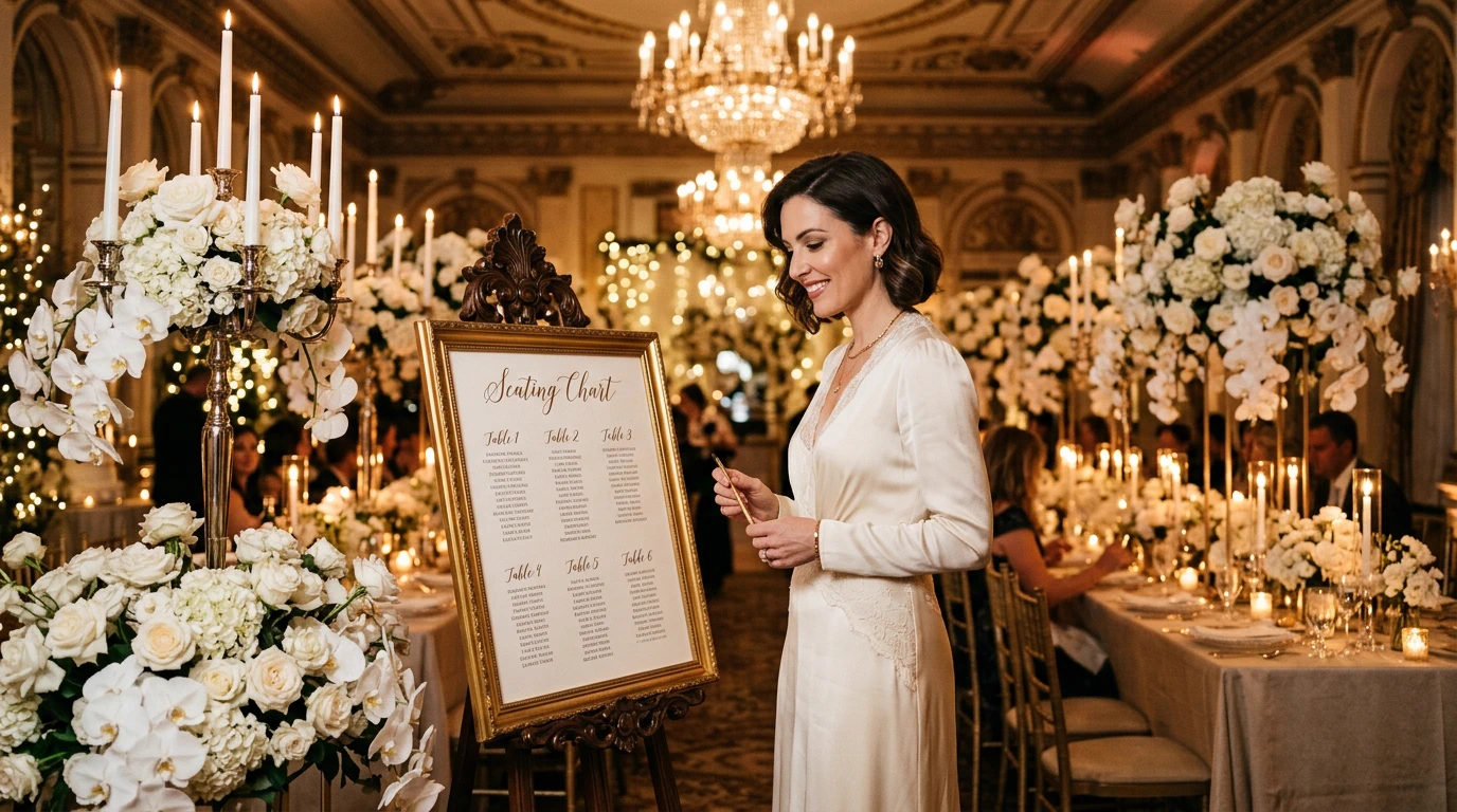 Founder of Royal Wedding Planner orchestrating an exquisite ballroom reception